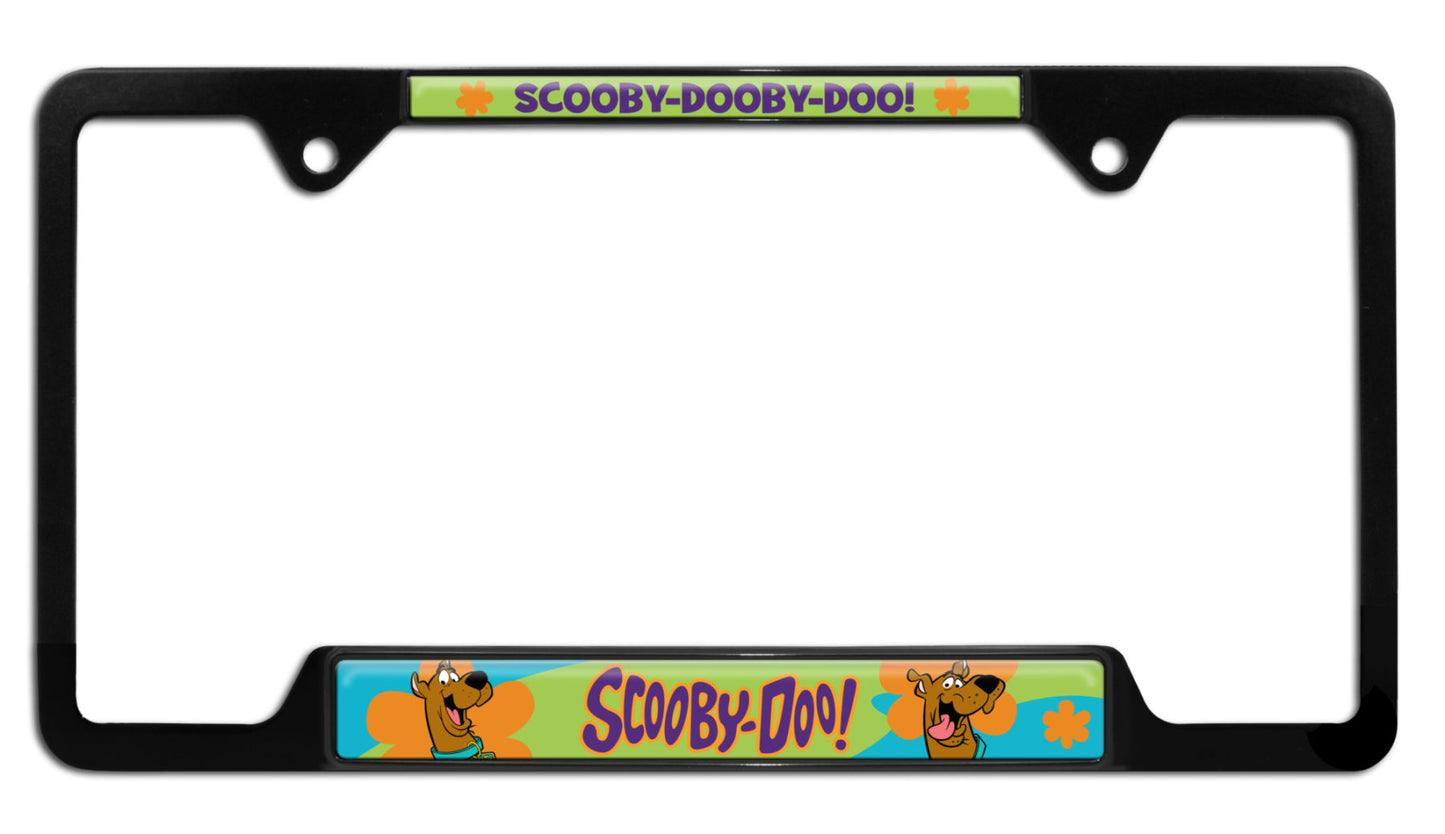 Scooby-Dooby-Doo Black Metal Open Corners License Plate Frame