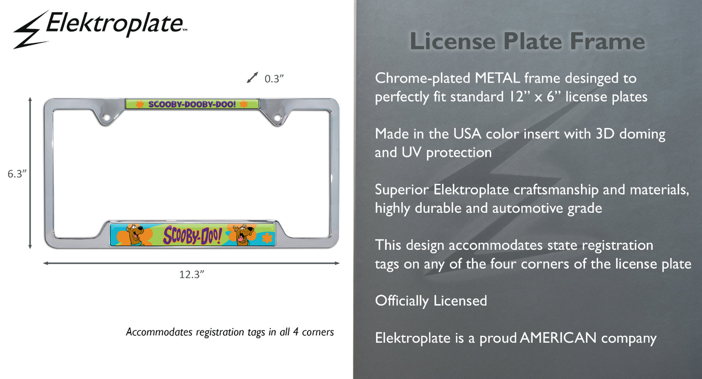 Scooby-Dooby-Doo Open Corners Chrome License Plate Frame