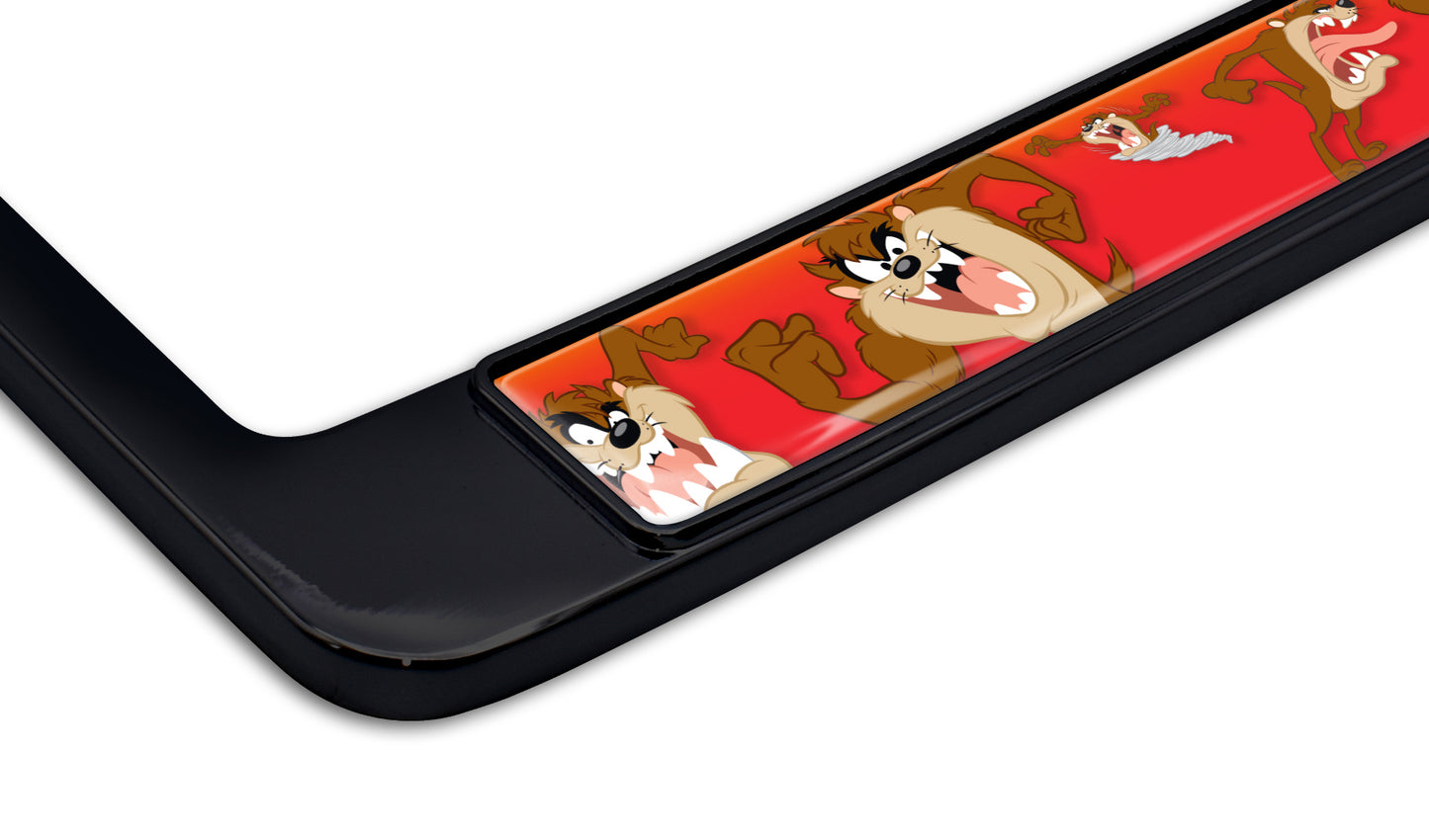 Tasmanian Devil Black Metal License Plate Frame