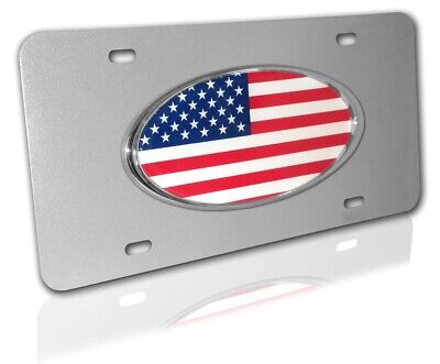 United States of America Flag Emblem / USA Flag Brushed Metal License Plate