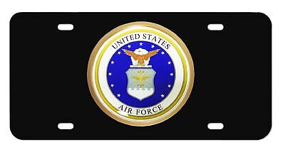 U.S. Air Force Seal Emblem on Black License Plate