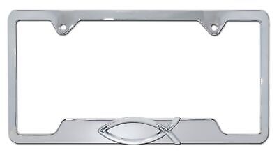 Christian Fish Chrome Metal License Plate Frame - Open Version