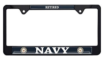 U.S. Navy Retired Black License Plate Frame