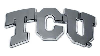 Texas Christian University "TCU" Shiny Chrome 4" x 2" Auto Emblem