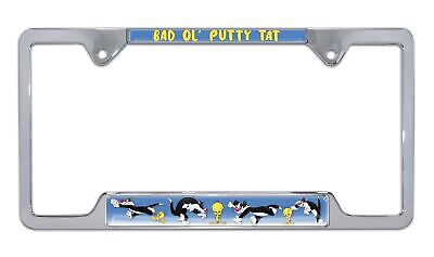 Tweety Bird & Sylvester Open Chrome Metal License Plate Frame