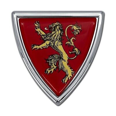 Officially Licensed Game of Thrones Lannister Chrome 3.0" x 2.9" Metal Emblem