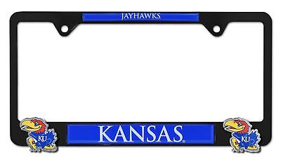 Kansas Jayhawks Black 3D Metal License Plate Frame