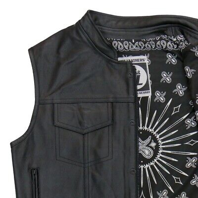 Hot Leathers VSM1049 Men's Black 'Paisley' Motorcycle Club Leather Biker Vest