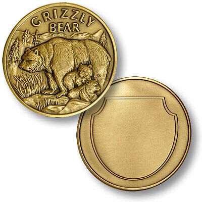 Grizzly Bear / Ursus arctos horriblis - Engravable Bronze Coin