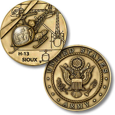 U.S. Army / H-13 Sioux Helicopter - Bronze Challenge Coin