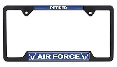 U.S. Air Force Retired Black Open Metal License Plate Frame