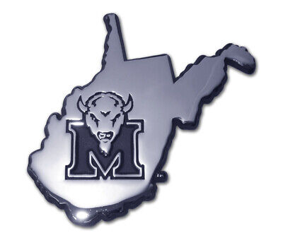 Marshall University "State Shape" Shiny Chrome 3" x 3" Auto Emblem