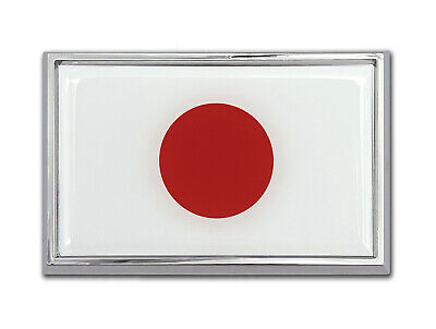 Japan Nisshoki Flag 3.82" x 2.5" x .15" Chrome Metal Car Auto Emblem