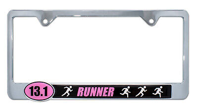 13.1 Half Marathon Runners Pink License Plate Frame