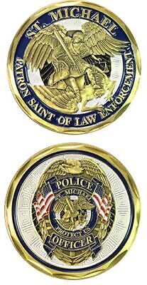 Saint Michael "Protect Us" Law Enforcement / Police Officer Challenge Coin 2499