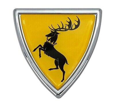 Officially Licensed Game of Thrones Baratheon Chrome 3.0" x 2.9" Metal Emblem