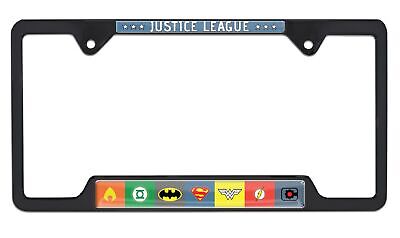 Justice League Open Black License Plate Frame