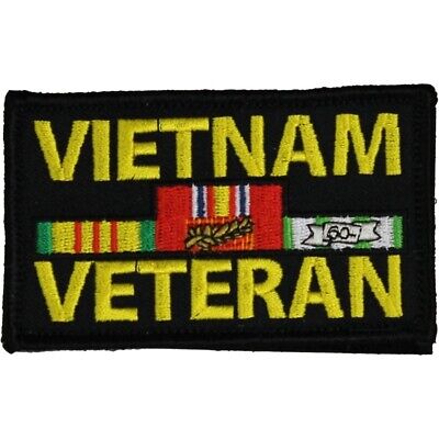Vietnam Veteran - 2" x 3" Hook & Loop 2 Piece Black Patch