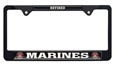 U.S. Marines Retired Black License Plate Frame