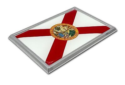 Florida State Flag 3.82" x 2.5" x .15" Chrome Car Auto Emblem
