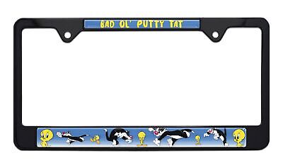Tweety Bird & Sylvester Black Metal License Plate Frame