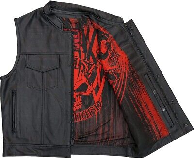 Hot Leathers VSM1055 Men’s Black Over The Top Skull Motorcycle Club Leather Vest