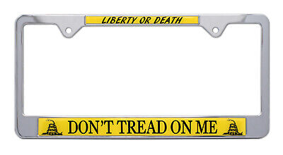 Don't Tread On Me Flag "Liberty or Death" Chrome License Plate Frame