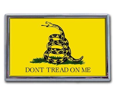 Don’t Tread on Me Flag - Chrome 4.25" x 2.75" Auto Emblem