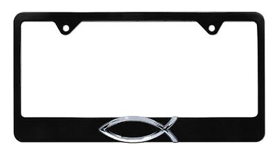 Christian Fish Black Metal License Plate Frame