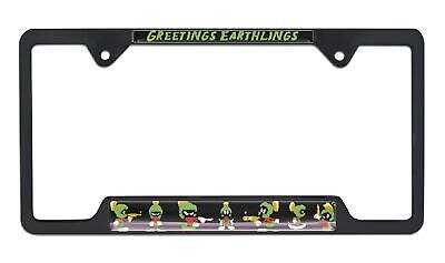 Marvin The Martian Open Black Metal License Plate Frame