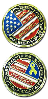U.S. Military / Support Our Troops - Cut Out Challenge Coin 2519