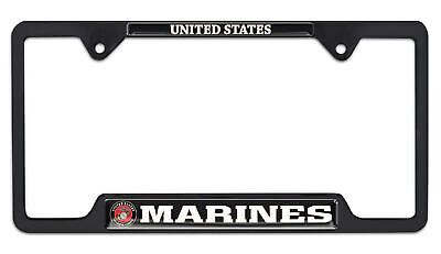 United States Marines Black Open Metal License Plate Frame