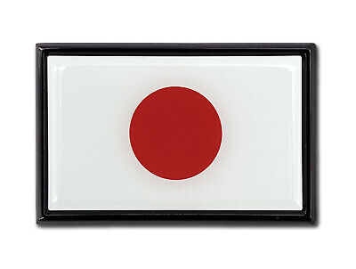 Japan Nisshōki Flag 3.82" x 2.5" x .15" Black Metal Car Auto Emblem