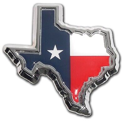 Texas Flag (Tx Shape with Color) - 3.25" x 3.25" Chrome Auto Emblem