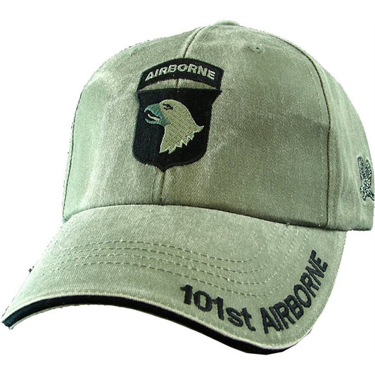 U.S. Army Hat / 101st Airborne Division Washed OD Green Baseball Cap