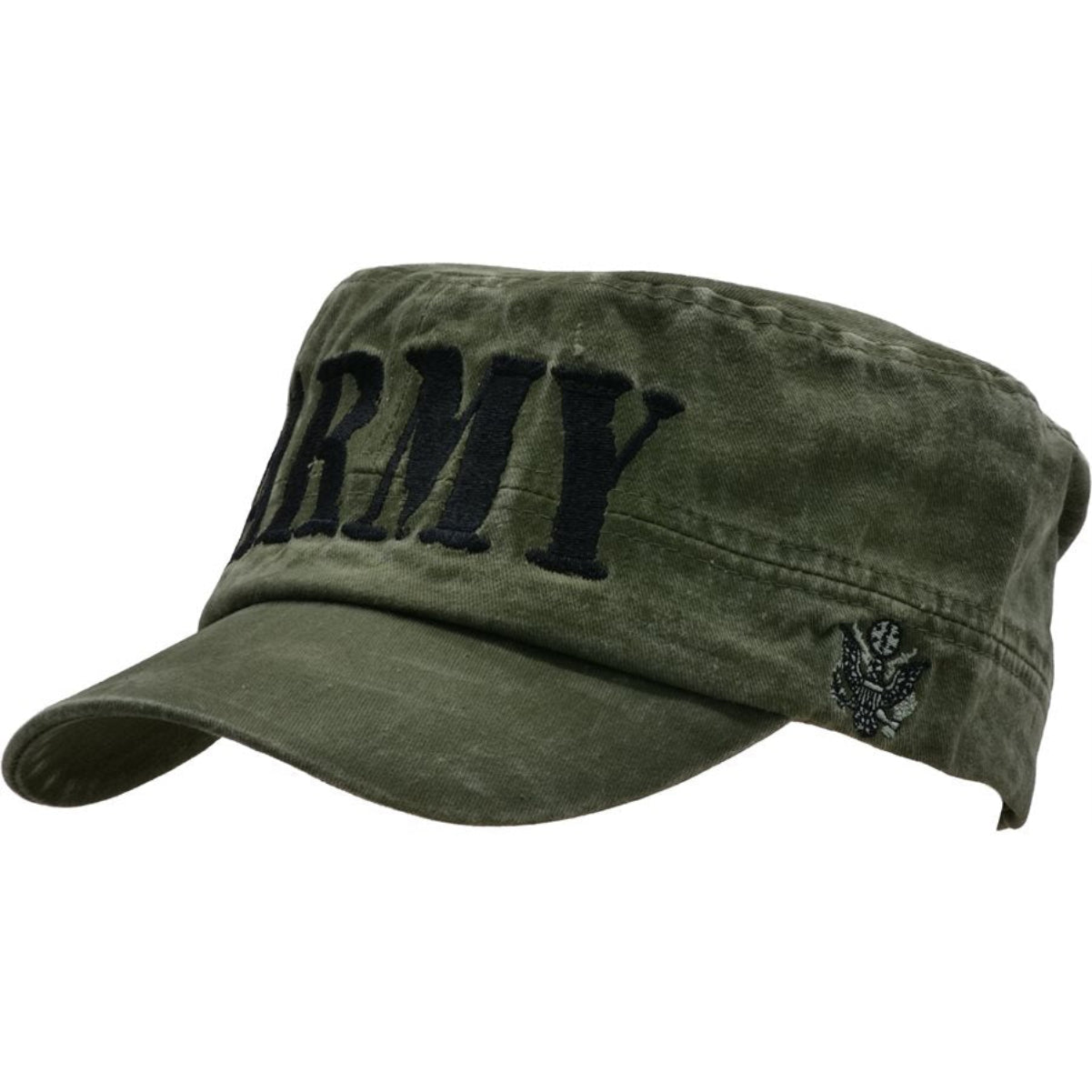 U.S. Army Hat / Flat Top Washed OD Green Baseball Cap