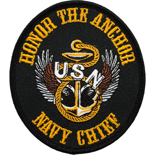 U.S. Navy Chief "Honor The Anchor" USN 4" Iron-On Patch