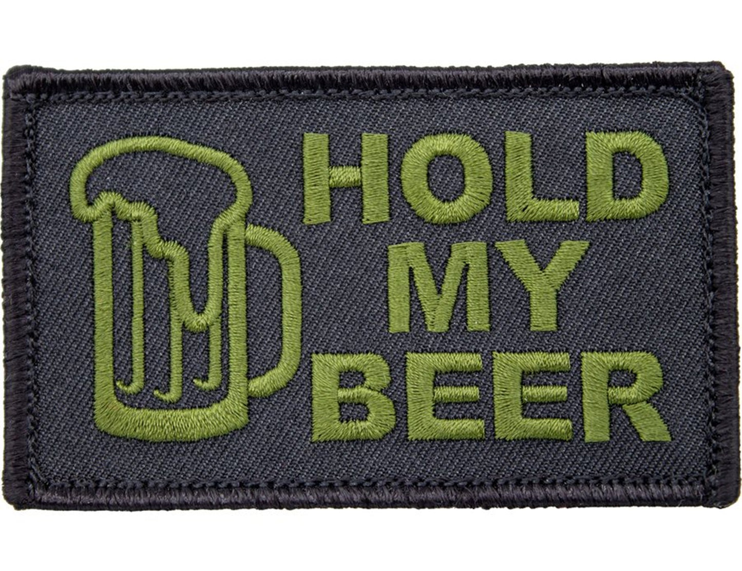 Hold My Beer 2" x 3.5" Black Hook & Loop 2 Piece Embroidered Patch