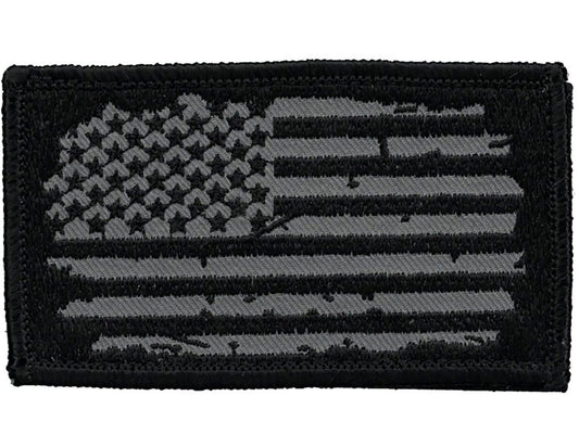 American Flag Grunge Flag 2" x 3.5" Hook & Loop 2 Piece Black Patch