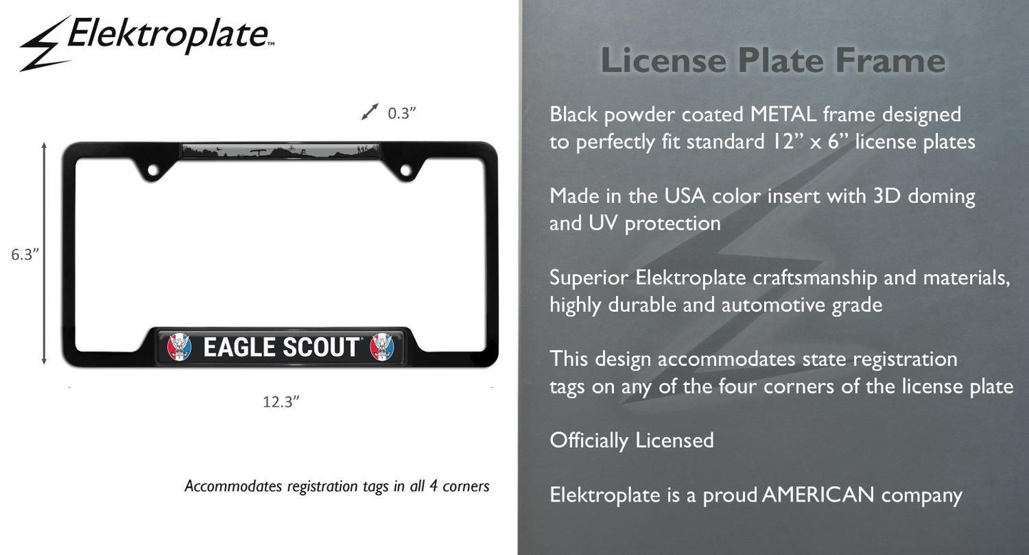 Eagle Scout Black Open Metal License Plate Frame