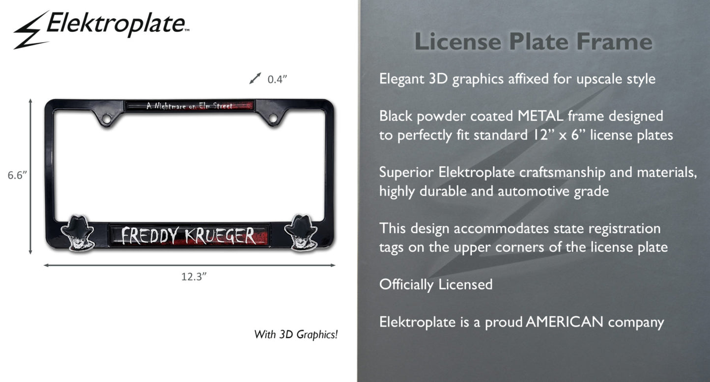 Freddy Krueger Nightmare on Elm Street 3D Black Metal License Plate Frame