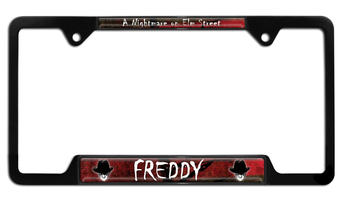 Freddy Krueger Nightmare on Elm Street Movie Black Metal Open License Plate Frame