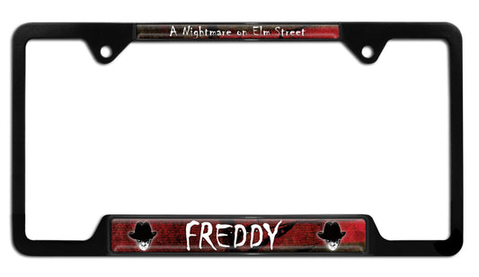 Freddy Krueger Nightmare on Elm Street Movie Black Metal Open License Plate Frame