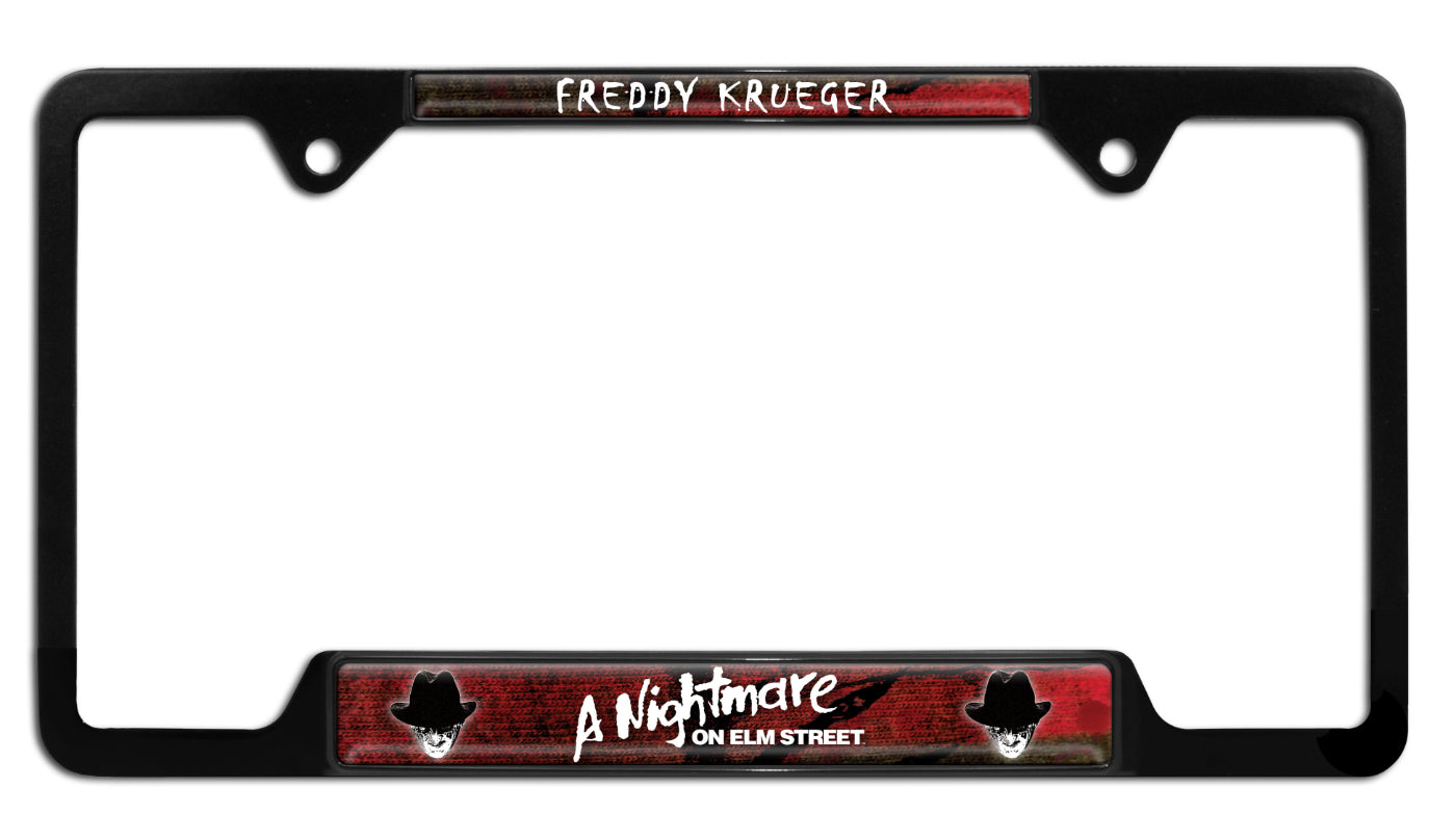 Nightmare on Elm Street Freddy Krueger Open Black Metal License Plate Frame