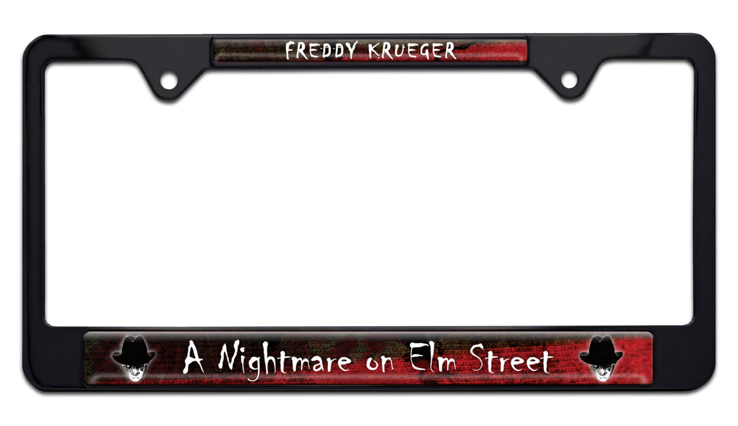 Freddy Krueger Nightmare on Elm Street Movie Shiny Black Metal License Plate Frame