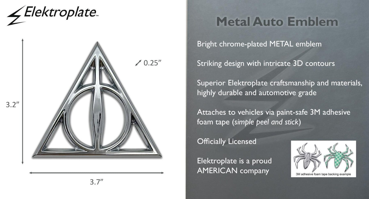 Harry Potter Deathly Hallows Chrome Metal Auto Emblem