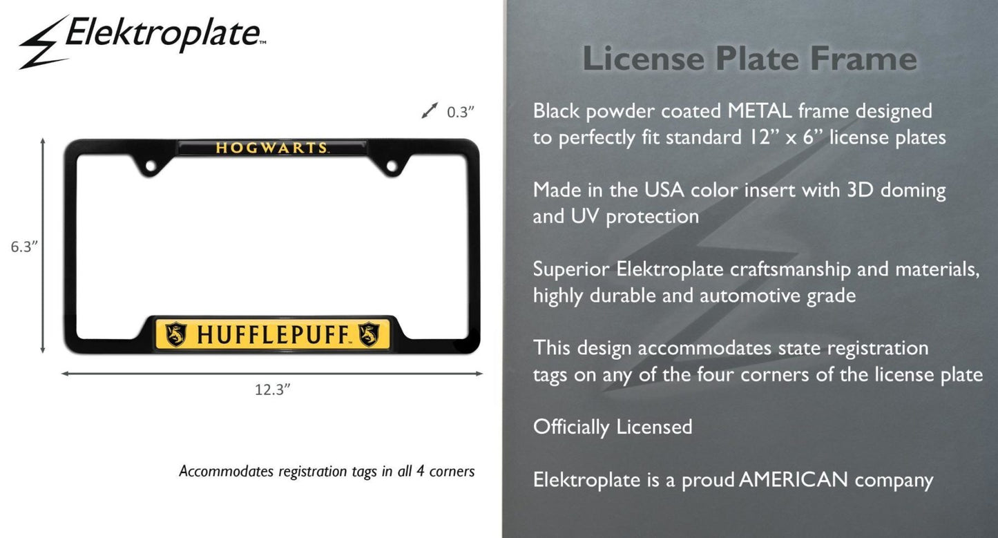 Harry Potter Hufflepuff Black Open Metal License Plate Frame