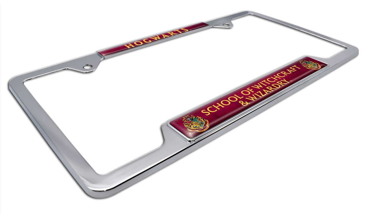 Harry Potter Hogwarts Chrome Open Metal License Plate Frame