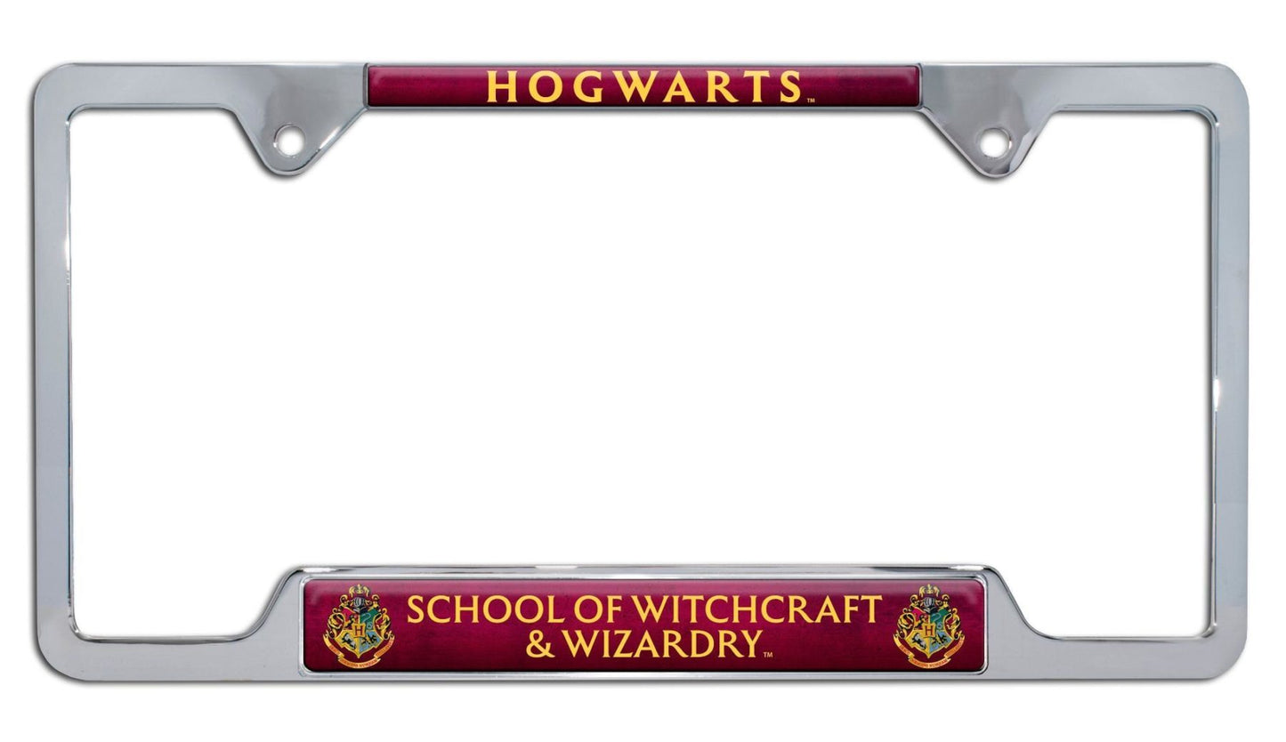 Harry Potter Hogwarts Chrome Open Metal License Plate Frame