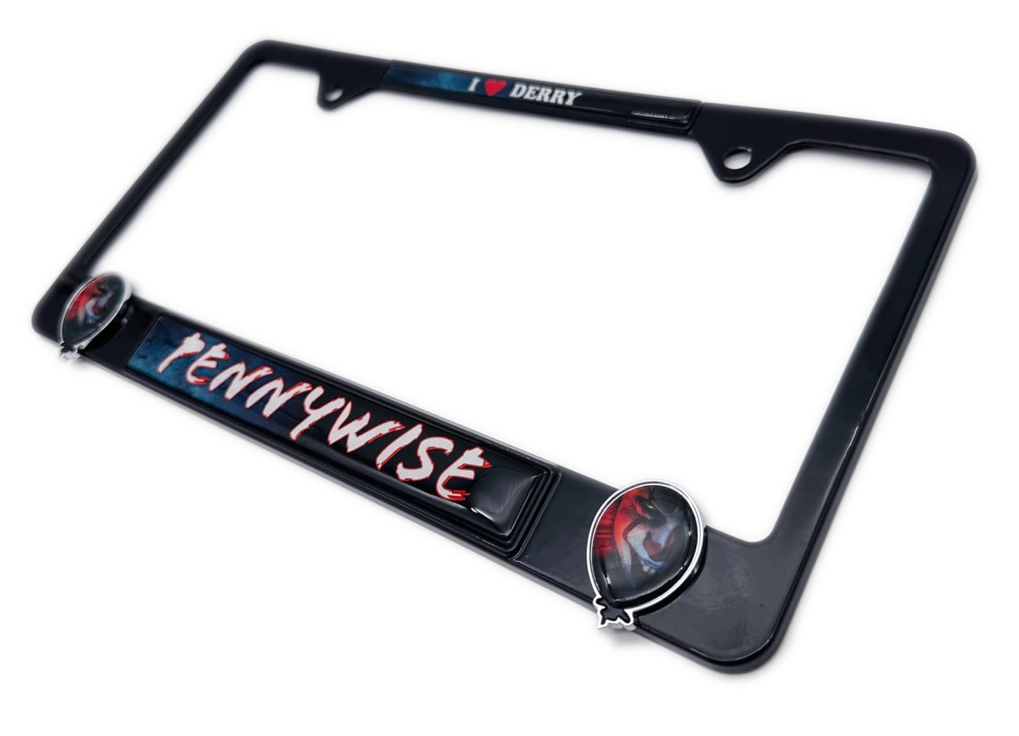 Pennywise IT Movie "I Love Derry" 3D Black Metal License Plate Frame